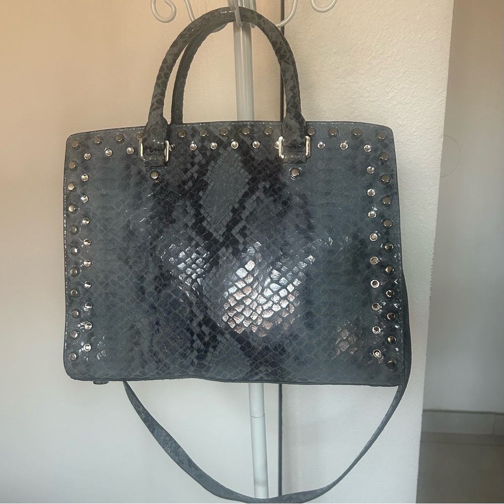 Michael Kors leather Denim Snake Print Tote - Picture 2 of 9